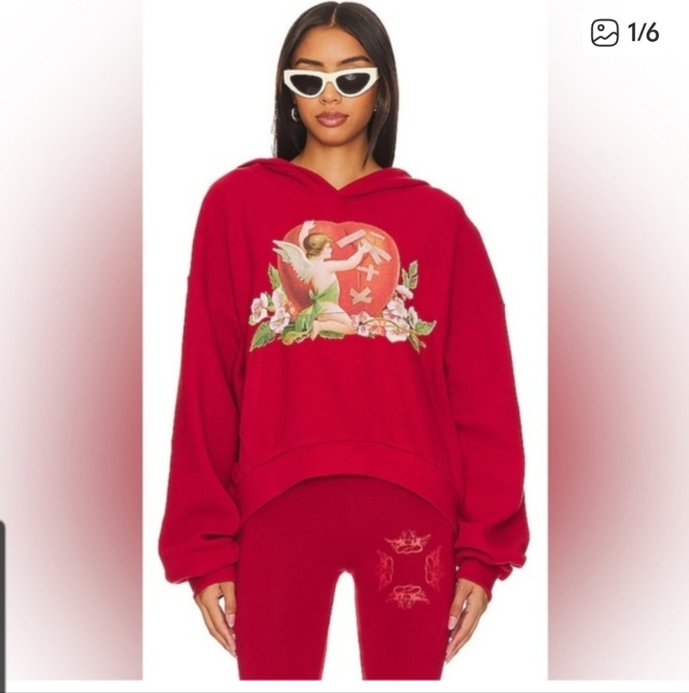 Boys Lie Hoodie Womens One Size Red Angel Cherub Oversized Beyond Repair
